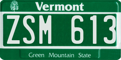 VT license plate ZSM613