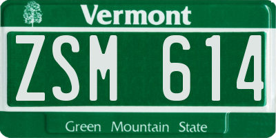 VT license plate ZSM614