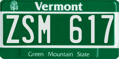 VT license plate ZSM617