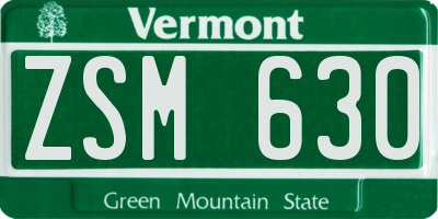 VT license plate ZSM630