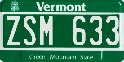 VT license plate ZSM633