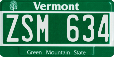 VT license plate ZSM634