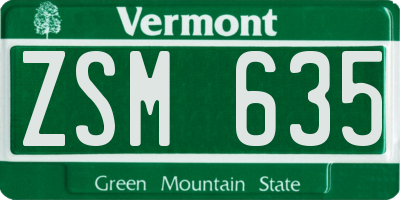 VT license plate ZSM635