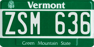 VT license plate ZSM636
