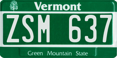 VT license plate ZSM637