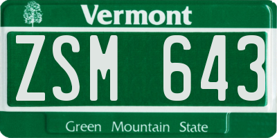 VT license plate ZSM643