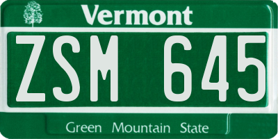 VT license plate ZSM645