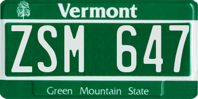 VT license plate ZSM647