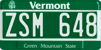 VT license plate ZSM648