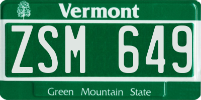 VT license plate ZSM649