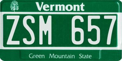 VT license plate ZSM657