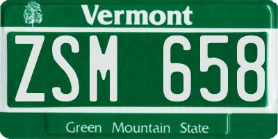 VT license plate ZSM658