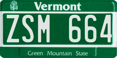 VT license plate ZSM664