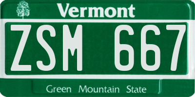 VT license plate ZSM667