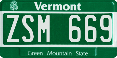 VT license plate ZSM669