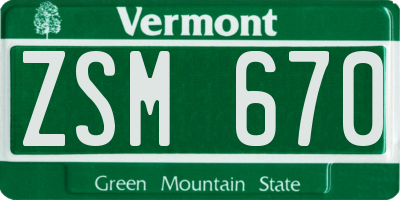 VT license plate ZSM670