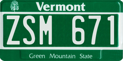 VT license plate ZSM671
