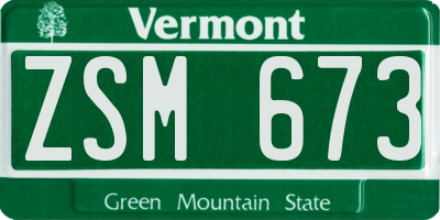 VT license plate ZSM673