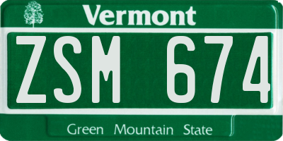 VT license plate ZSM674