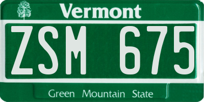 VT license plate ZSM675