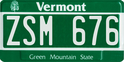 VT license plate ZSM676