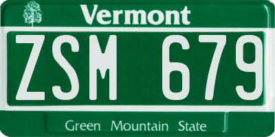 VT license plate ZSM679