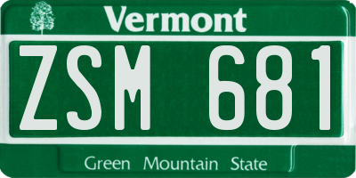 VT license plate ZSM681
