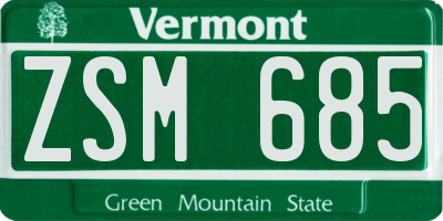 VT license plate ZSM685