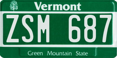 VT license plate ZSM687