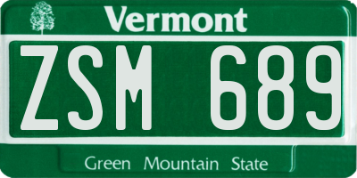 VT license plate ZSM689