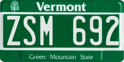 VT license plate ZSM692