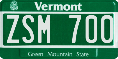 VT license plate ZSM700