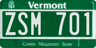 VT license plate ZSM701