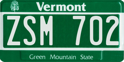 VT license plate ZSM702