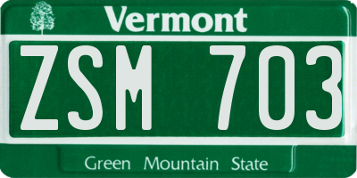 VT license plate ZSM703