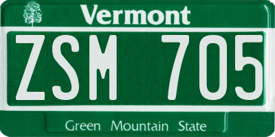VT license plate ZSM705