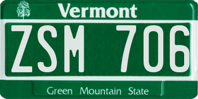 VT license plate ZSM706