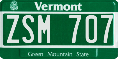 VT license plate ZSM707