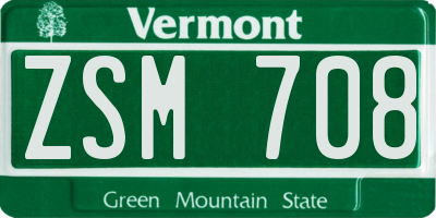 VT license plate ZSM708
