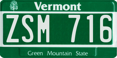 VT license plate ZSM716