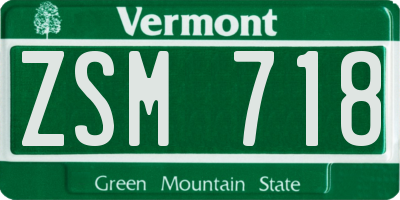 VT license plate ZSM718
