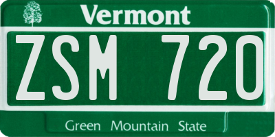 VT license plate ZSM720