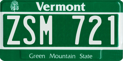 VT license plate ZSM721