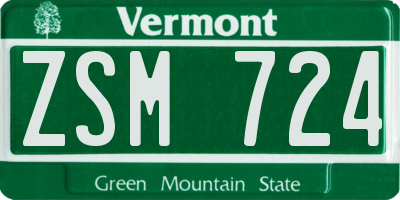 VT license plate ZSM724