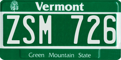 VT license plate ZSM726