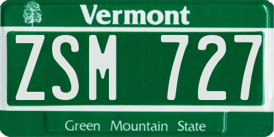 VT license plate ZSM727