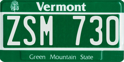 VT license plate ZSM730