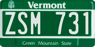 VT license plate ZSM731