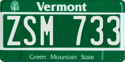 VT license plate ZSM733