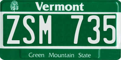 VT license plate ZSM735